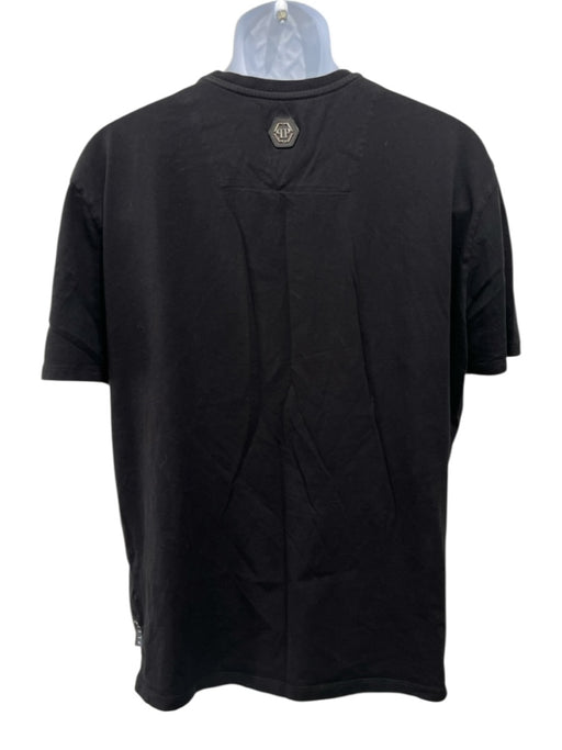 Phillip Plein Size XL Black Cotton Men's Short Sleeve Black / XL