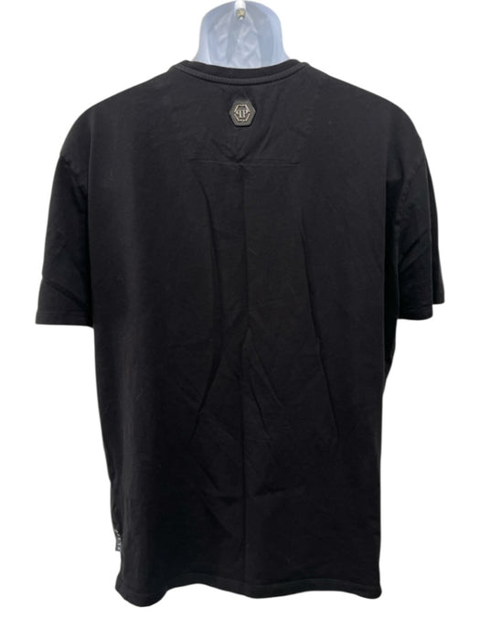 Phillip Plein Size XL Black Cotton Men's Short Sleeve Black / XL