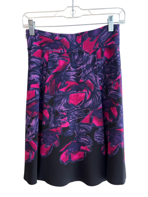Elie Tahari Size Est S Purple, pink & black No Fabric Tag Pleated Zip Back Skirt Purple, pink & black / Est S