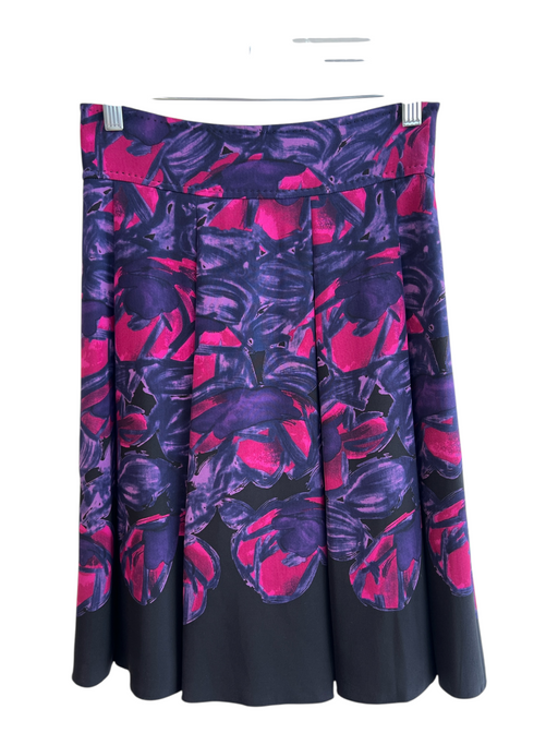 Elie Tahari Size Est S Purple, pink & black No Fabric Tag Pleated Zip Back Skirt Purple, pink & black / Est S