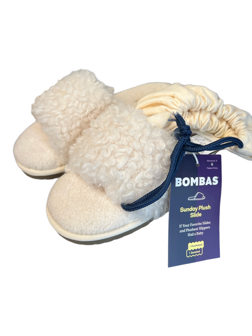 Bombas Shoe Size 6 Cream No Fabric Tag Shearling Slip On Open Toe Slippers Cream / 6