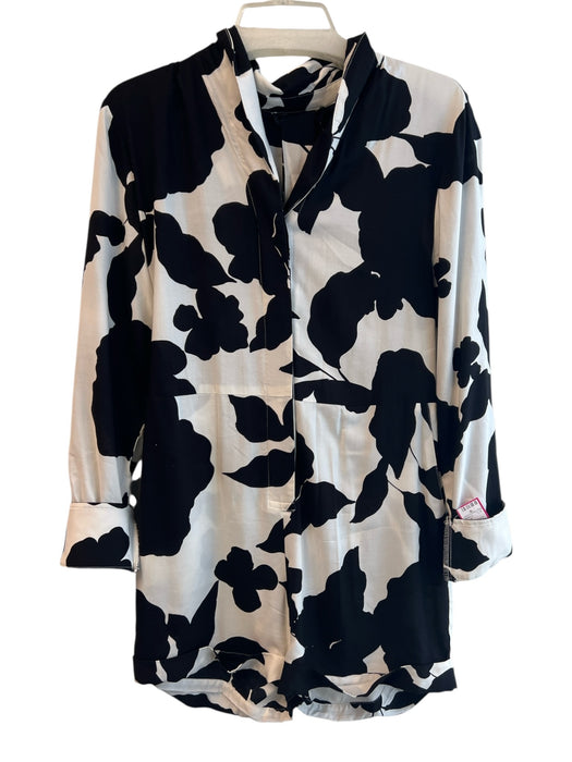 Sanctuary Size XS Black & White No Fabric Tag Collared Button Up Romper Black & White / XS