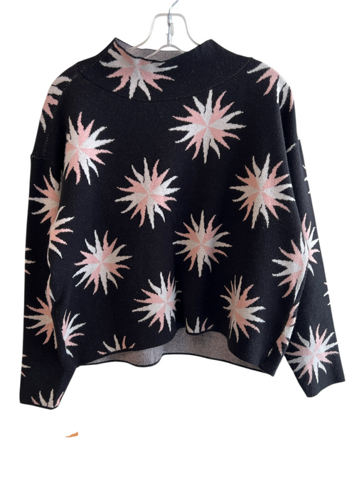 Maeve Size S Black, White & Pink Viscose, Polyester, Nylon Mock Neck Sweater Black, White & Pink / S