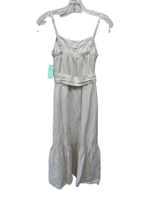 Rails Size XS Ivory Rayon & Linen Sleeveless Quarter Button Belt Incl. Dress Ivory / XS
