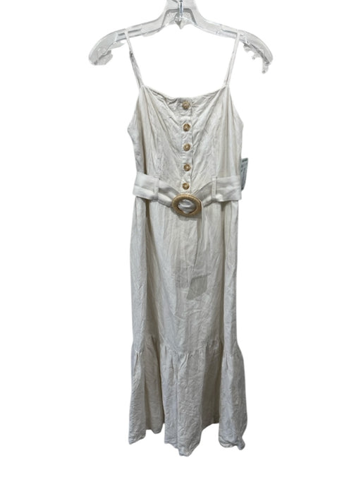 Rails Size XS Ivory Rayon & Linen Sleeveless Quarter Button Belt Incl. Dress Ivory / XS