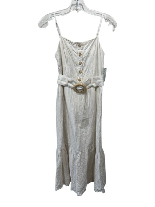 Rails Size XS Ivory Rayon & Linen Sleeveless Quarter Button Belt Incl. Dress Ivory / XS