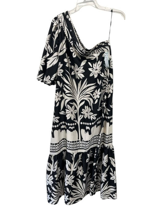MNG Size 6 Black & White Polyester floral print One Sleeve Dress Black & White / 6