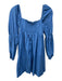Reformation Size 0 Blue Cotton Long Sleeve Square Neck Back Zip Dress Blue / 0