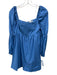 Reformation Size 0 Blue Cotton Long Sleeve Square Neck Back Zip Dress Blue / 0