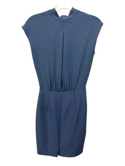 Reiss Size 0 Blue Polyester Sleeveless V Neck Snap Button Dress Blue / 0