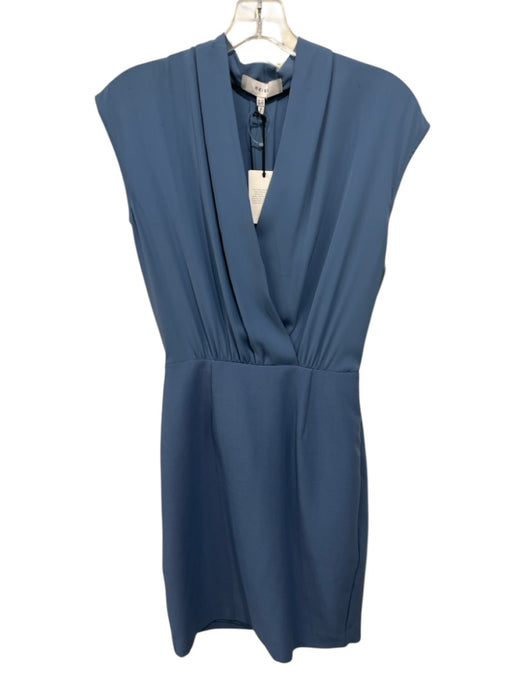 Reiss Size 0 Blue Polyester Sleeveless V Neck Snap Button Dress Blue / 0
