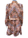 Zimmermann Size 1 Orange & Multi Linen Button Front Zip Back Paisley Dress Orange & Multi / 1
