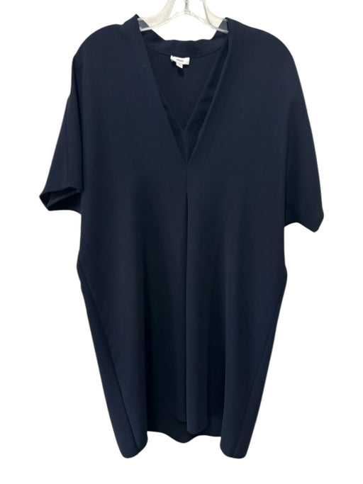 Vince Size S Black Polyester V Neck Sleeveless Below Knee Pintuck Dress Black / S