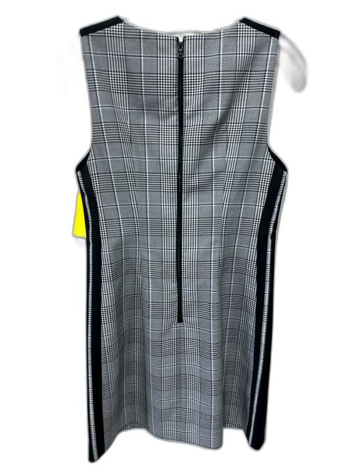 Alice + Olivia Size 4 Black, Gray, White Polyester Blend Side Stripe Plaid Dress Black, Gray, White / 4