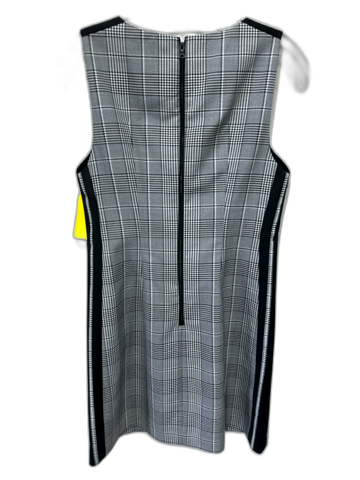 Alice + Olivia Size 4 Black, Gray, White Polyester Blend Side Stripe Plaid Dress Black, Gray, White / 4