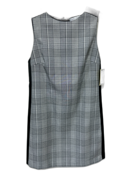 Alice + Olivia Size 4 Black, Gray, White Polyester Blend Side Stripe Plaid Dress Black, Gray, White / 4