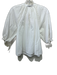 Omika Size XS White Cotton Embroidered Detail Button Detail Puff Sleeve Top White / XS