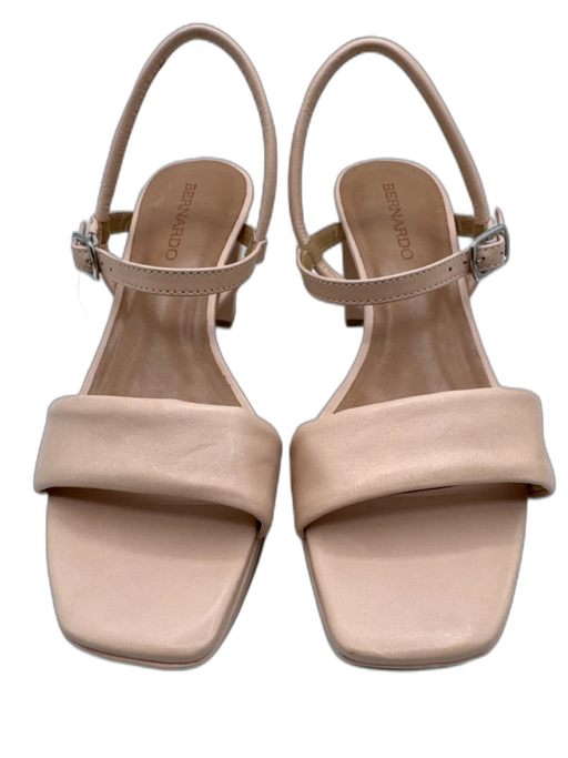 Bernardo Shoe Size 7 Ballet Pink Leather Block Heel Open Square toe Sandals Ballet Pink / 7
