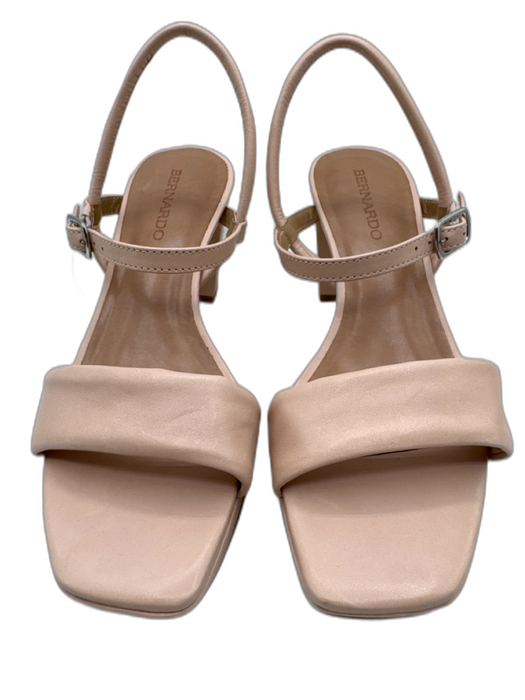 Bernardo Shoe Size 7 Ballet Pink Leather Block Heel Open Square toe Sandals Ballet Pink / 7