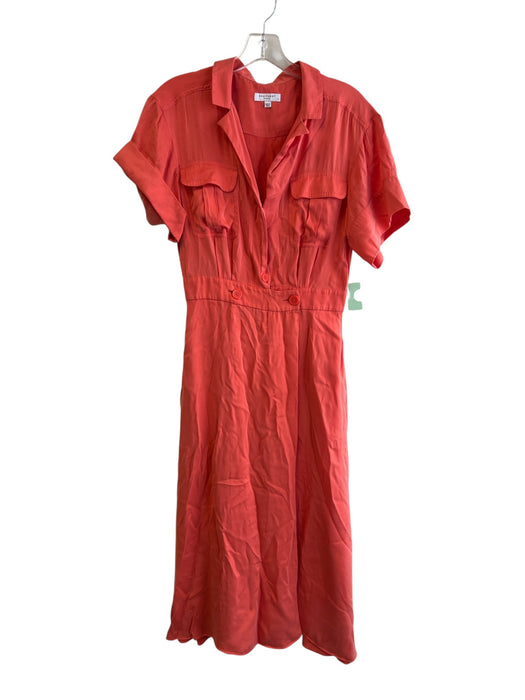 Equipment Femme Size 6 coral Silk Blend Lapel Button Down Short Sleeve Dress coral / 6