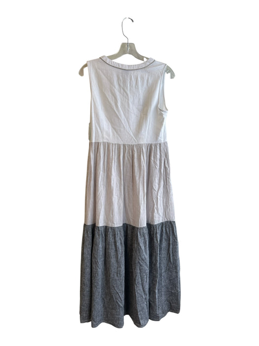Joie Size S White & Gray Linen & Viscose V Neck Sleeveless Color Block Dress White & Gray / S