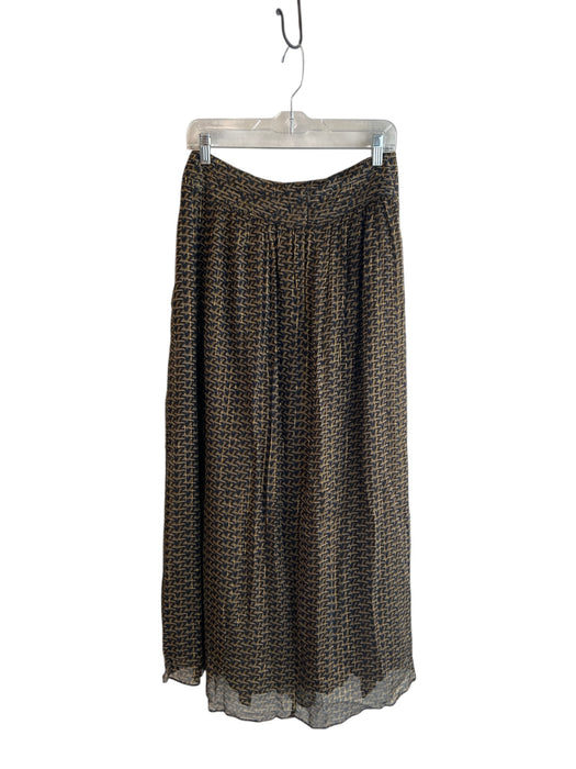 Zadig & Voltaire Size 40 Black & Green Viscose Back Zip Sheer Overlay Maxi Skirt Black & Green / 40