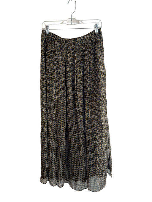 Zadig & Voltaire Size 40 Black & Green Viscose Back Zip Sheer Overlay Maxi Skirt Black & Green / 40