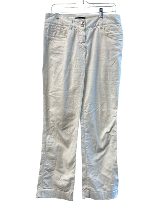 Dolce & Gabbana Size 44 White Cotton Mid Rise Zip Fly 5 Pocket Jeans White / 44