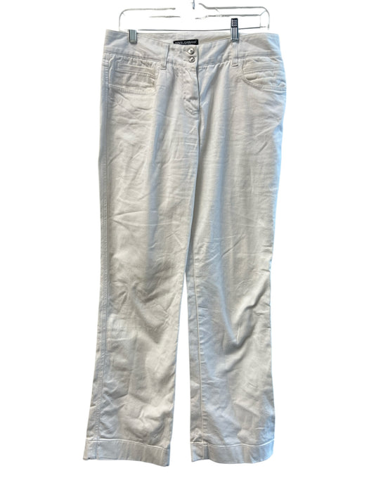 Dolce & Gabbana Size 44 White Cotton Mid Rise Zip Fly 5 Pocket Jeans White / 44