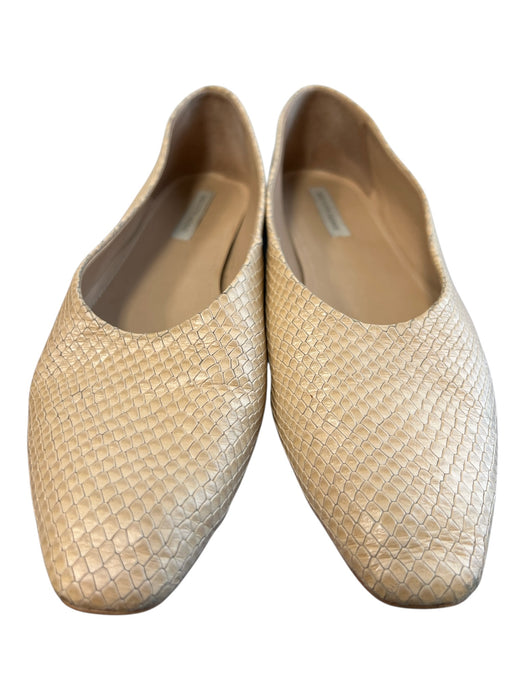 Saks Fifth Avenue Shoe Size 10 Tan Leather Reptile Embossed Pointed Toe Shoes Tan / 10