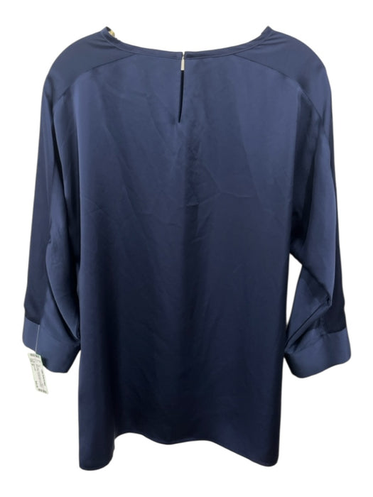 Hilton Hollis Size M Navy Blue Triacetate Blend 3/4 Sleeve Round Neck Top Navy Blue / M