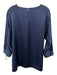 Hilton Hollis Size M Navy Blue Triacetate Blend 3/4 Sleeve Round Neck Top Navy Blue / M