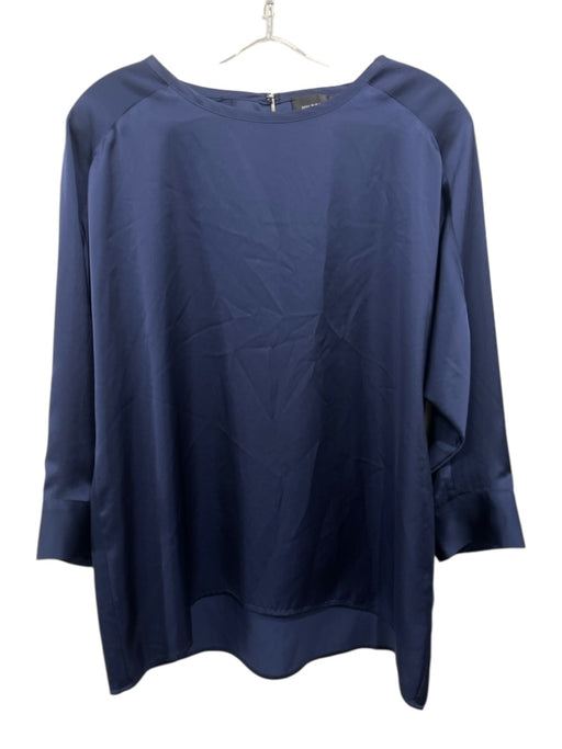 Hilton Hollis Size M Navy Blue Triacetate Blend 3/4 Sleeve Round Neck Top Navy Blue / M