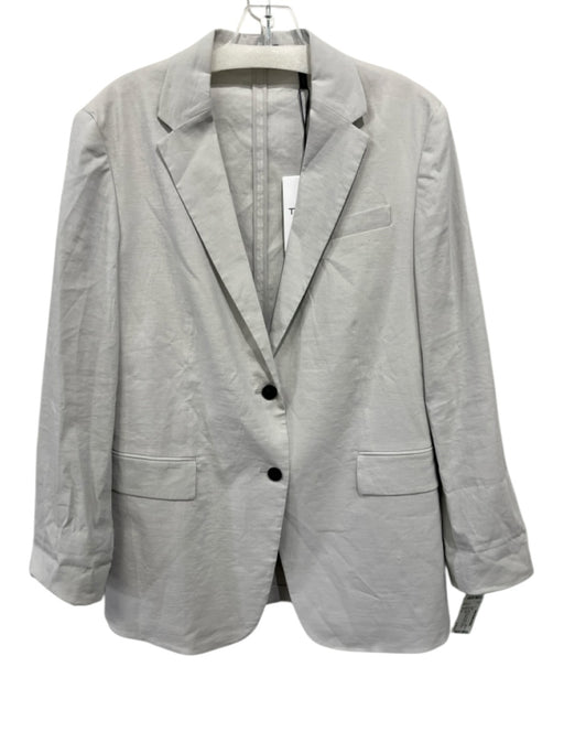 Theory Size M / 8 Light Gray Linen Blend Two Button Flap Pocket Blazer Jacket Light Gray / M / 8
