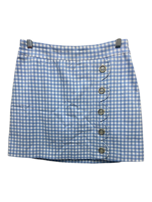 J. McLaughlin Size S Blue & White Rayon Blend Gingham Gold Button Detail Skort Blue & White / S