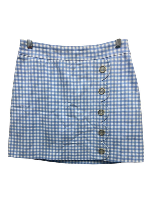 J. McLaughlin Size S Blue & White Rayon Blend Gingham Gold Button Detail Skort Blue & White / S