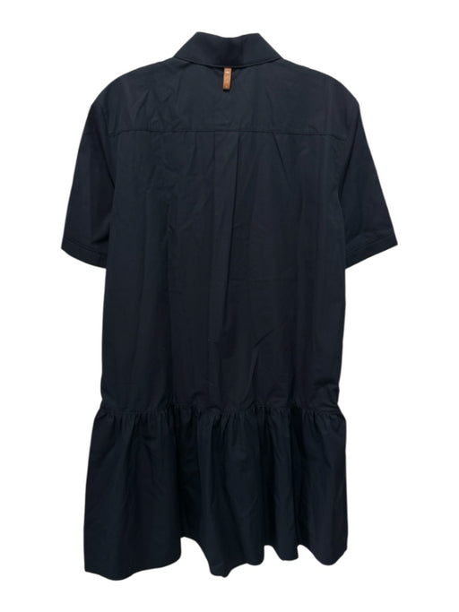 Lafayette 148 Size S Navy Cotton Short Sleeve Ladder Lace 3/4 Button Dress Navy / S