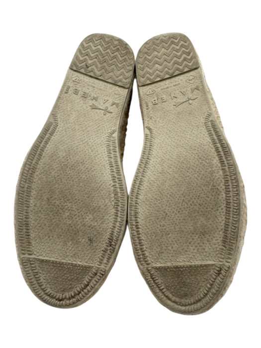 Manebi Shoe Size 37 Beige Raffia whipstitch trim Platform Round Toe Flats Beige / 37