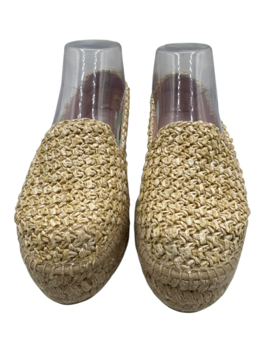 Manebi Shoe Size 37 Beige Raffia whipstitch trim Platform Round Toe Flats Beige / 37