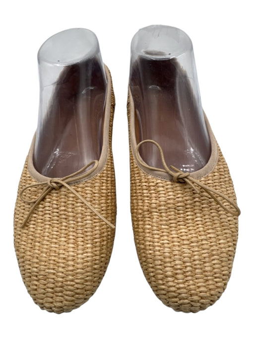 Mansur Gavriel Shoe Size 37 Beige & Tan Raffia Round Toe Bow Weave Flats Beige & Tan / 37