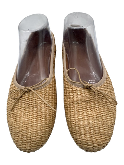 Mansur Gavriel Shoe Size 37 Beige & Tan Raffia Round Toe Bow Weave Flats Beige & Tan / 37