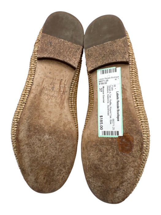 Mansur Gavriel Shoe Size 37 Beige & Tan Raffia Round Toe Bow Weave Flats Beige & Tan / 37
