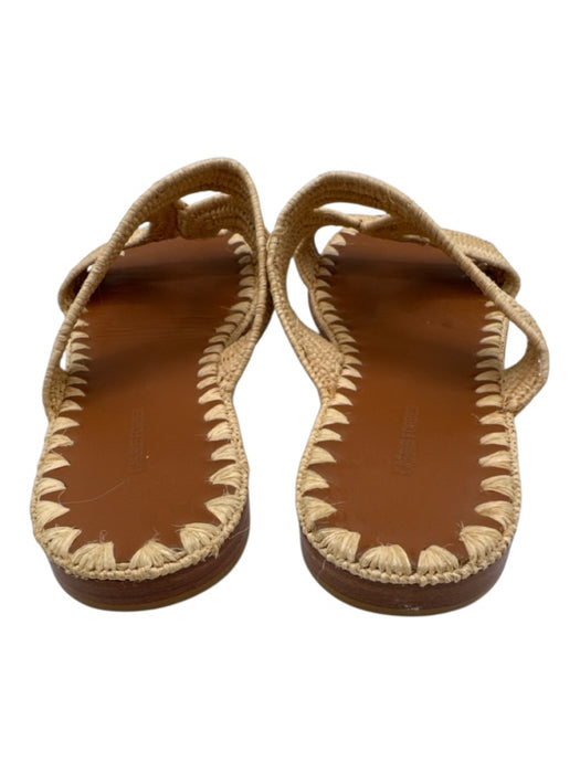 Carrie Forbes Shoe Size 37 Beige & Brown Raffia whipstitch trim Slide Sandals Beige & Brown / 37