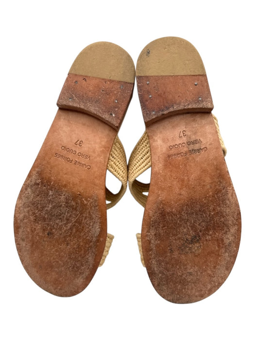 Carrie Forbes Shoe Size 37 Beige & Brown Raffia whipstitch trim Slide Sandals Beige & Brown / 37