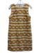 Cartolina Size XS Beige & Yellow Cotton & Linen Embroidered Stripe Keyhole Dress Beige & Yellow / XS