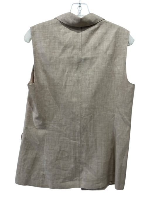Lafayette 148 Size M Taupe Beige Silk & Cotton Embellished Detail Collar Vest Taupe Beige / M