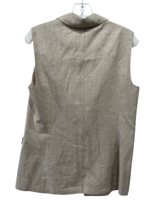 Lafayette 148 Size M Taupe Beige Silk & Cotton Embellished Detail Collar Vest Taupe Beige / M