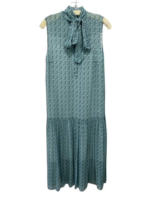 Akris Punto Size M Blue, Green & White Viscose Abstract Floral Sleeveless Dress Blue, Green & White / M