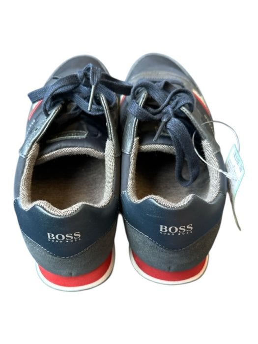 Hugo Boss Shoe Size 43 Navy & Red Pleather Rubber Sole Lace Up Men's Sneakers Navy & Red / 43