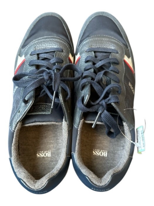 Hugo Boss Shoe Size 43 Navy & Red Pleather Rubber Sole Lace Up Men's Sneakers Navy & Red / 43